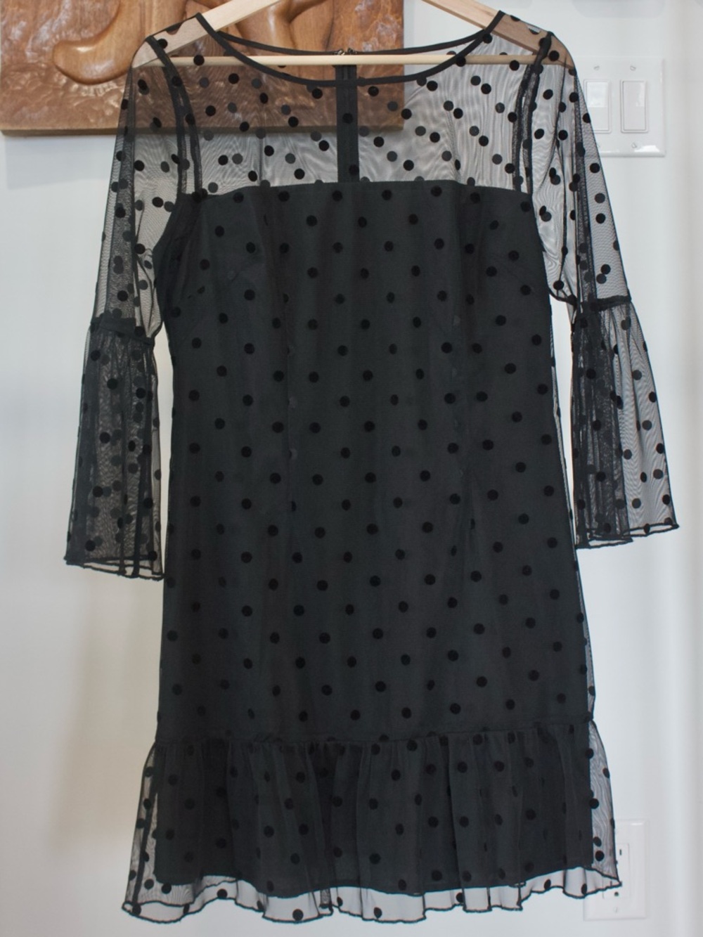 BB Dakota | Sheer polka dot lined mod/shift dress